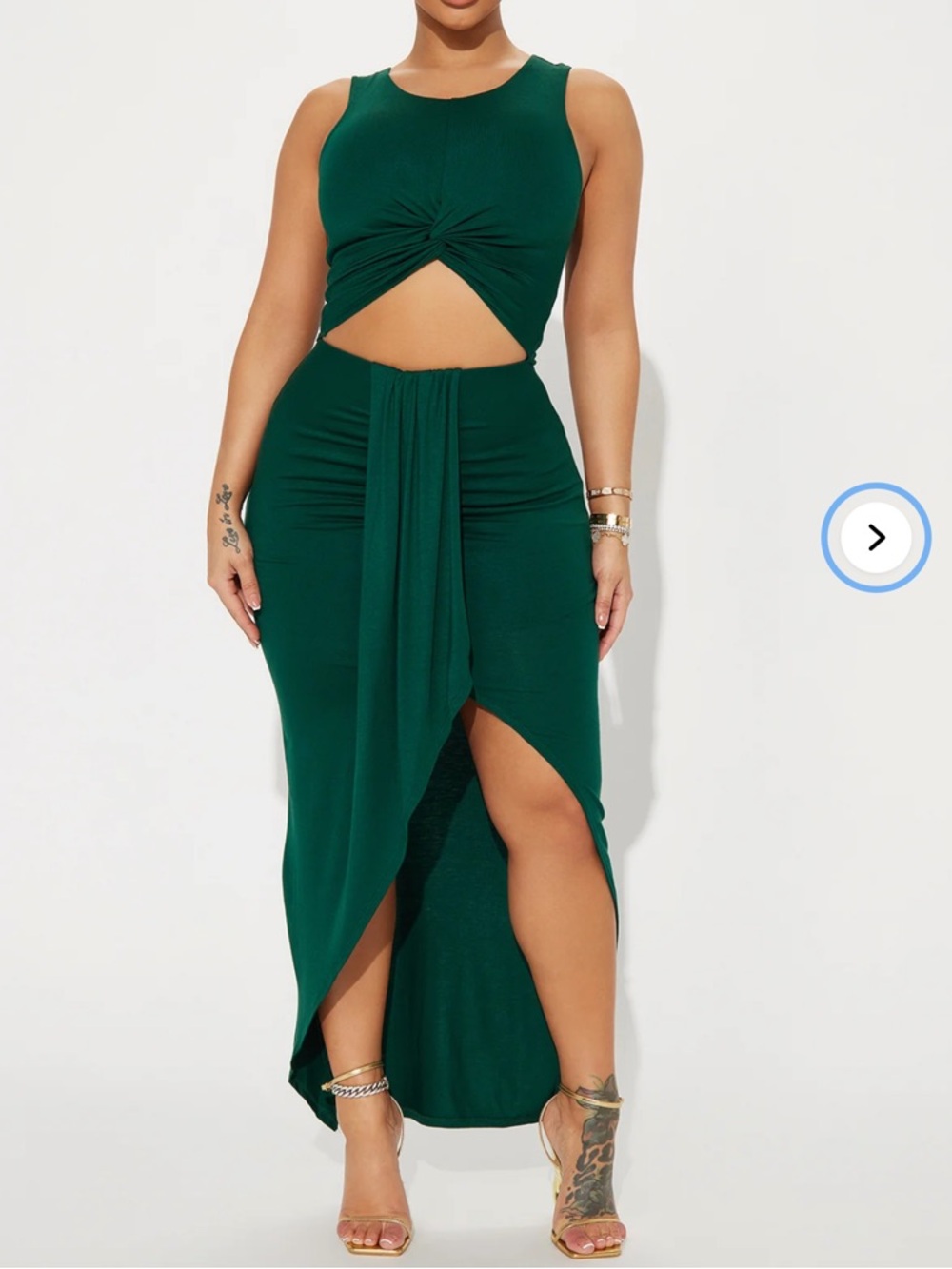 Sleeveless Emerald Green Maxi Skirt Set